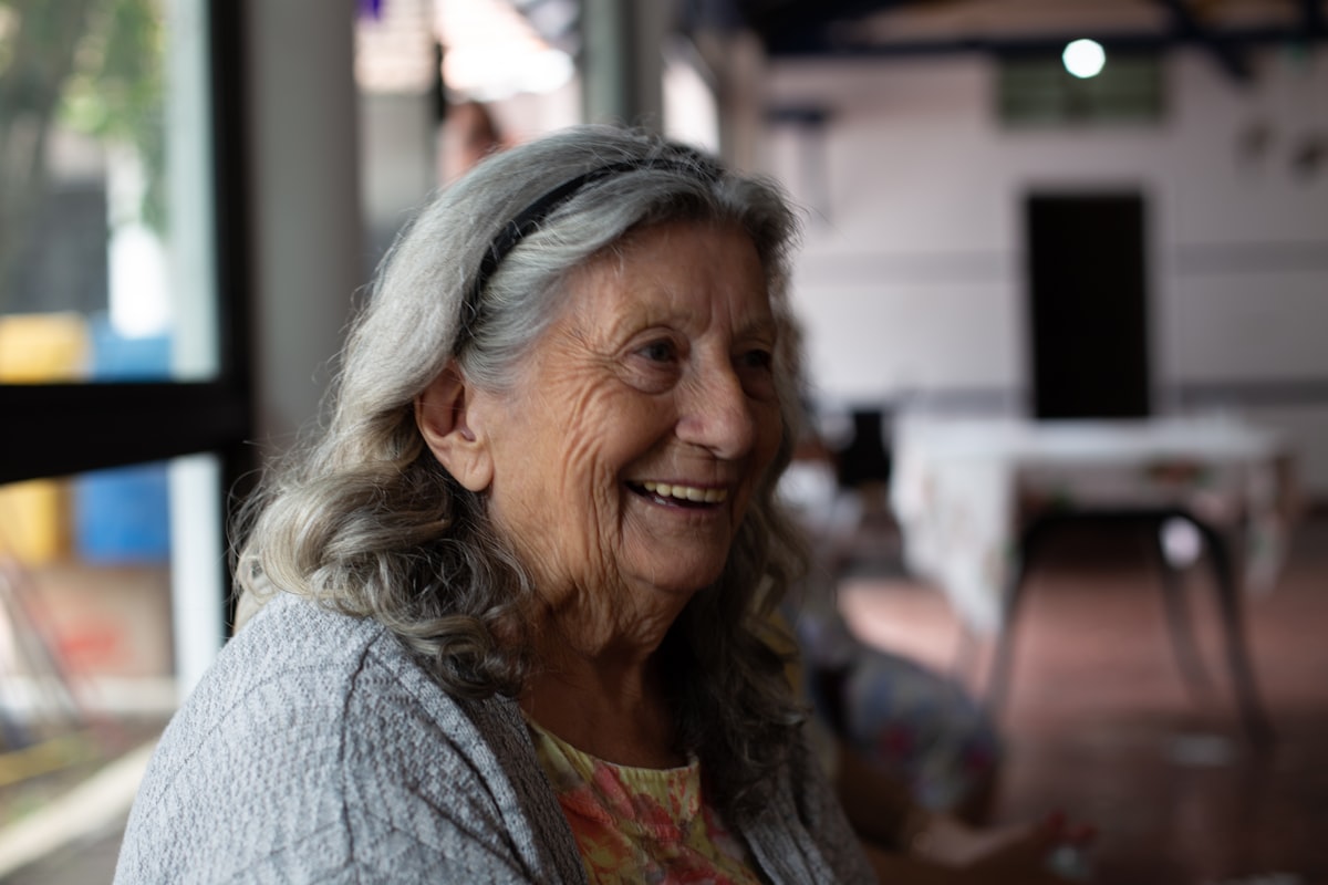Smiling resident in assisted living community